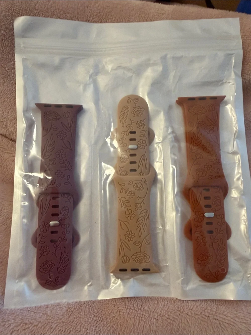 Silicone Floral Apple Watch Bands - Plum, Beige, Rust